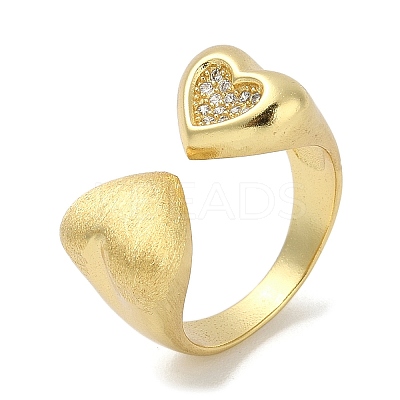 Rack Plating Brass Micro Pave Cubic Zirconia Cuff Finger Rings for Women RJEW-C114-19E-G-1