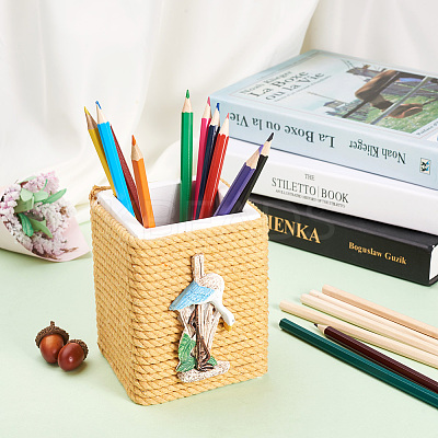 Desk Wood Cotton Rope Pen Holder Stand BT-TAC0012-11-1