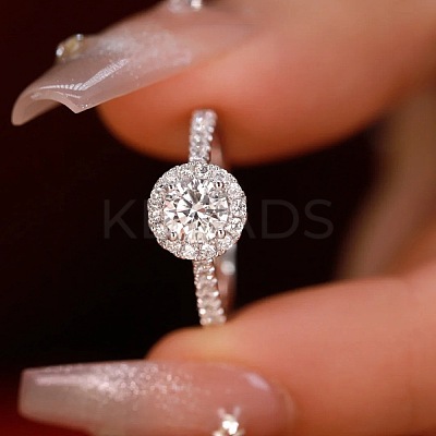 Rhodium Plated 925 Sterling Silver Pave 6.5x3.9mm Moissanite Finger Rings for Women WG1E35D-07-1