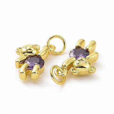 Brass Micro Pave Clear Cubic Zirconia Charms ZIRC-F135-25G-01-1