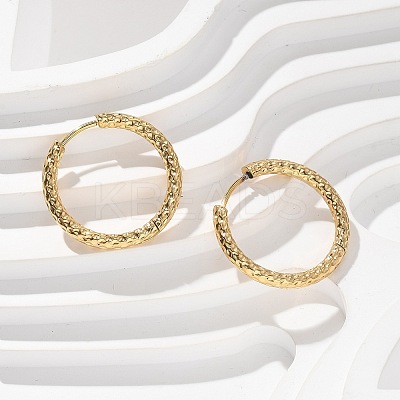 Ion Plating(IP) 304 Stainless Steel Grooved Hoop Earrings X-EJEW-M218-01C-G-1