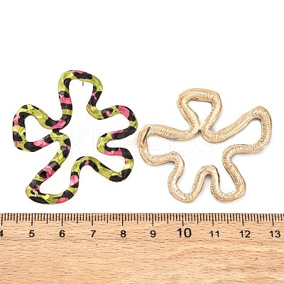Flower with Leopard Print Alloy Stud Earrings EJEW-Z112-04G-1