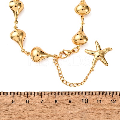 304 Stainless Steel Teardrop Link Chain Necklaces for Women NJEW-G178-06G-1