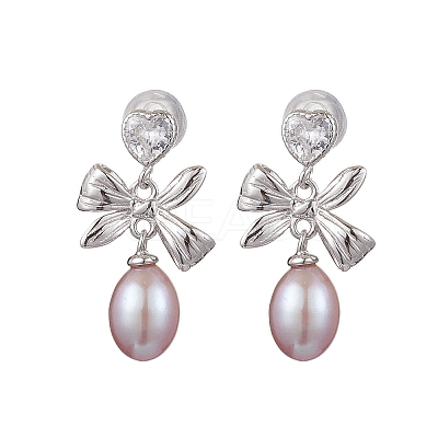 Natural Pearl Ear Studs EJEW-P286-50P-1