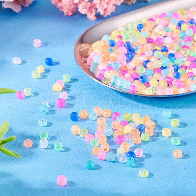 1200Pcs 12 Colors 6/0 Luminous Glass Seed Beads SEED-TA0001-51-1