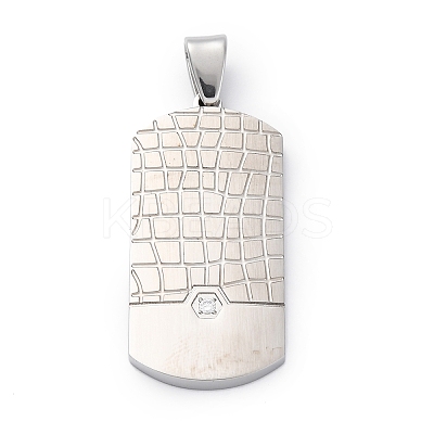 304 Stainless Steel Micro Pave Cubic Zirconia Pendants STAS-U043-23P-1