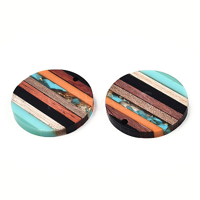 Transparent Resin & Walnut Wood Pendants RESI-N039-03C-1