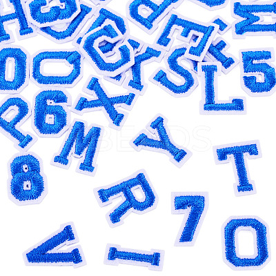 36Pcs 2 Sets 2 Styles Letter A~Z & Number 0~9 Polyester Embroidery Sew On Patches Sets PATC-TA0001-55E-1