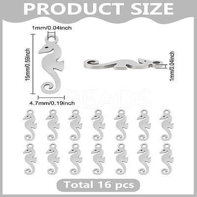 16Pcs 304 Stainless Steel Charms STAS-LP0003-38-1