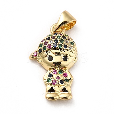 Brass Micro Pave Cubic Zirconia Pendants KK-H433-09B-G-1