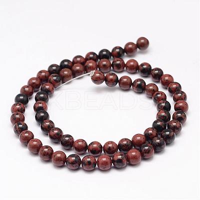 Natural Mahogany Obsidian Bead Strands G-K153-B17-8mm-1