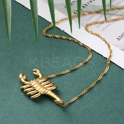 304 Stainless Steel Scorpion Pendant Necklaces for Men NJEW-Z054-01G-1