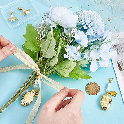 Alloy & Brass Wedding Photo Locket Pendant Decoration HJEW-WR00001-1