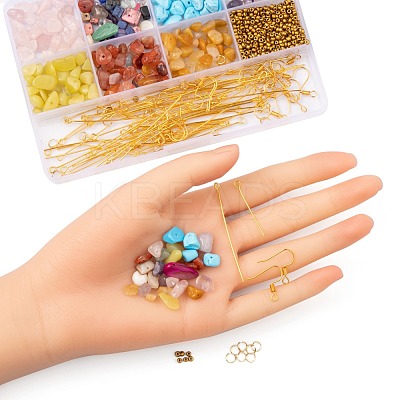DIY Mixed Stone Chip Beads Earrings Making Kit DIY-FS0002-38-1