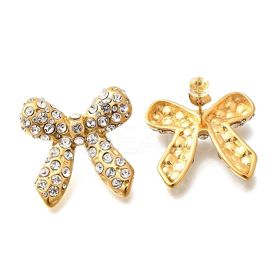 304 Stainless Steel Bowknot Stud Earrings EJEW-A123-02B-G-1