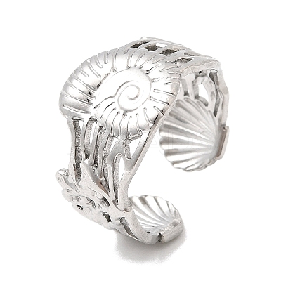 304 Stainless Steel Open Cuff Rings for Women RJEW-K313-15P-1