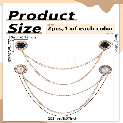 2Pcs 2 Colors Alloy Hanging Chains Collar Pins Tie Clips JEWB-LP0005-06-1