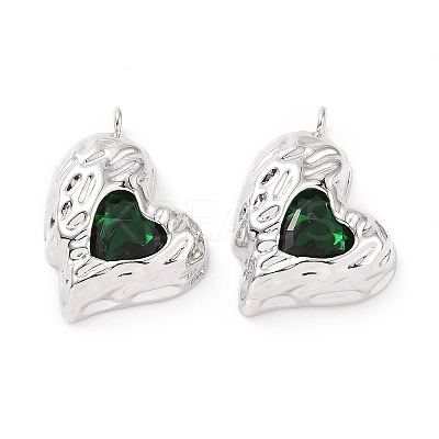 Brass Micro Pave Green Cubic Zirconia Pendants KK-E068-VC453-1