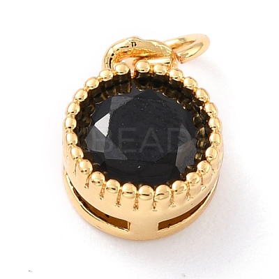 Real 18K Gold Plated Brass Inlaid Cubic Zirconia Charms ZIRC-L100-081G-04-1