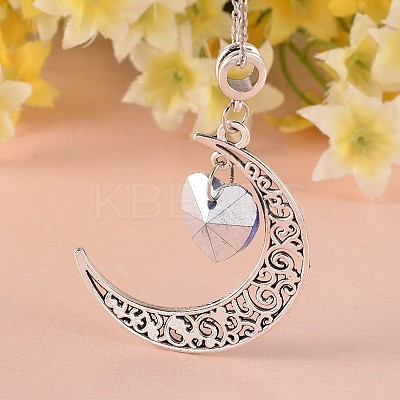 Tibetan Style Moon Large Hole European Big Dangle Charms PALLOY-JF00094-1