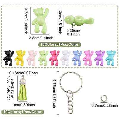 DIY Acrylic Bear Pendant Keychian Making Kits DIY-YW0013-17-1