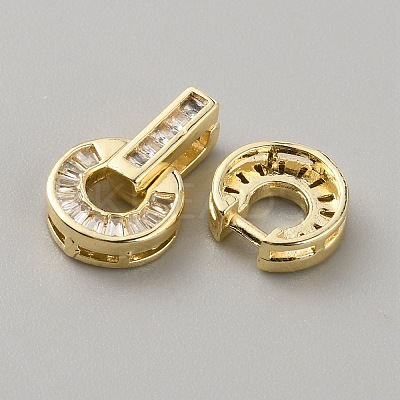 Brass Pave Clear Cubic Zirconia Fold Over Clasps KK-WH0079-35LG-1