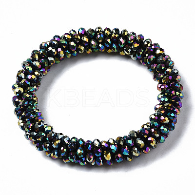 Faceted Electroplate Glass Beads Stretch Bracelets BJEW-S144-002G-03-1