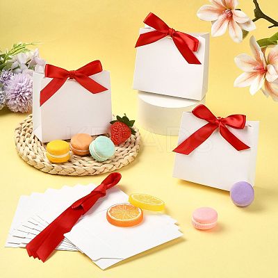 White Cardboard Paper Wedding Candy Boxes with Ribbon CON-FZC0002-002D-1