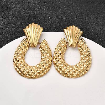 304 Stainless Steel Oval Dangle Stud Earrings EJEW-K268-40G-1