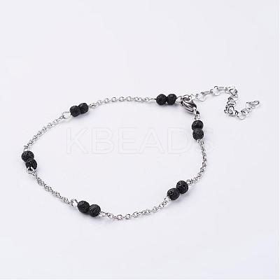 304 Stainless Steel Chain Anklets AJEW-AN00170-02-1