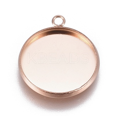 Ion Plating(IP) 304 Stainless Steel Pendant Cabochon Settings STAS-G127-13-16mm-RG-1