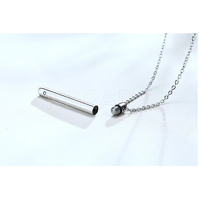Clear Cubic Zirconia Column Urn Ashes Pendant Necklace BOTT-PW0002-001P-1