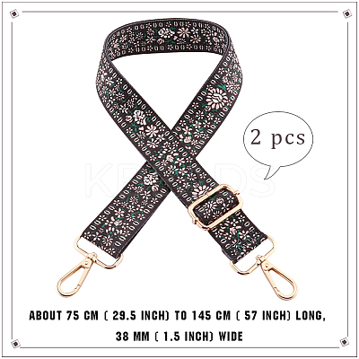Flower Pattern Nylon Canvas Handbag Webbing Bag Straps PW-WG5C768-02-1
