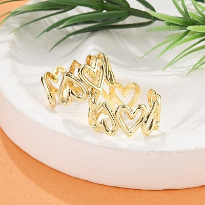 Heart Brass Cuff Rings for Women RJEW-B119-01G-1