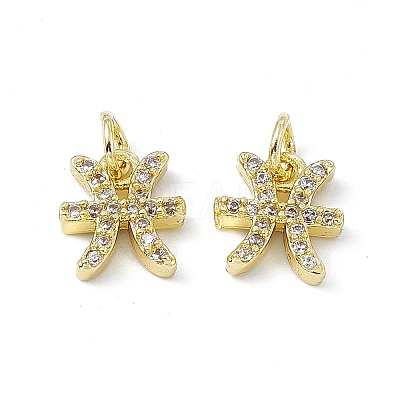 Real 18K Gold Plated Brass Micro Pave Clear Cubic Zirconia Charms KK-E068-VB411-12-1