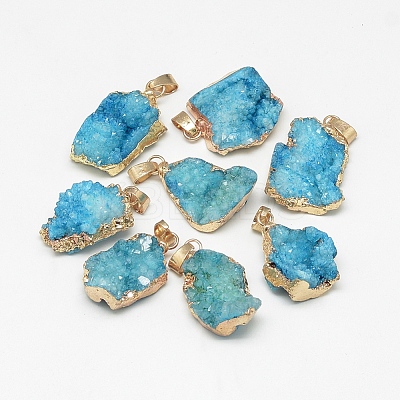 Natural Druzy Agate Pendants G-Q494-76A-1
