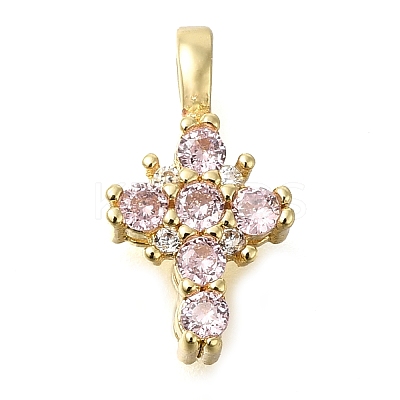 Brass Pave Clear Cubic Zirconia Pendants KK-M101-01G-06-1