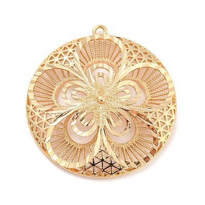 Rack Plating Brass Hollow Pendants KK-P244-08KCG-1