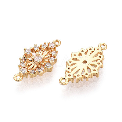 Brass Pave Clear Cubic Zirconia Connector Charms KK-T078-18G-01-1