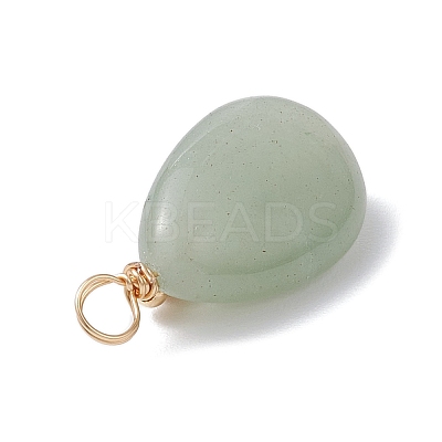 Copper Wire Wrapped Natural Green Aventurine & Natural Cultured Freshwater Pearl Beads Pendants PALLOY-JF03645-02-1