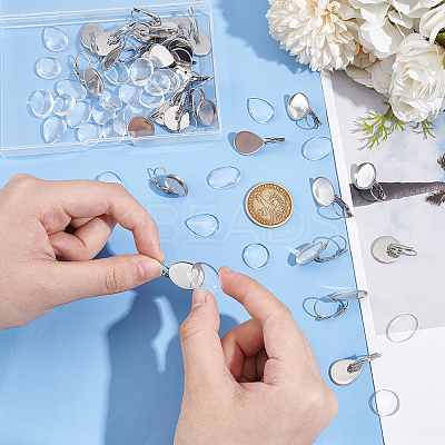 DIY 304 Stainless Steel & Glass Leverback Earring Jewelry Kits DIY-UN0006-06-1