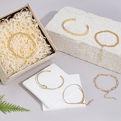 Synthetic Non-magnetic Hematite & Brass & Stainless Steel Cuff Bangles & Link & Charm Bracelets Sets BJEW-PH0004-44-1