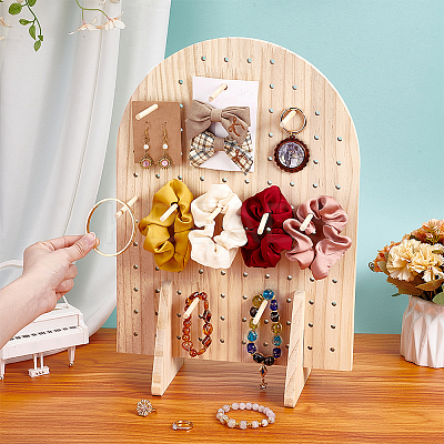 Arch Shaped Wooden Jewelry Display Stands ODIS-WH0331-09-1