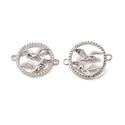 Brass Micro Pave Clear Cubic Zirconia Connector Charms KK-E068-VB293-1