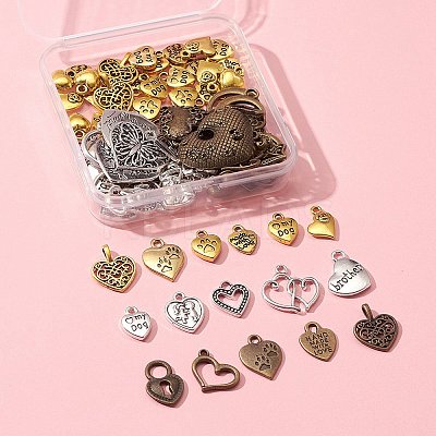 90G 3 Colors Ideas for Valentine Day Gifts Tibetan Style Alloy Pendants TIBEP-FS0001-08-1