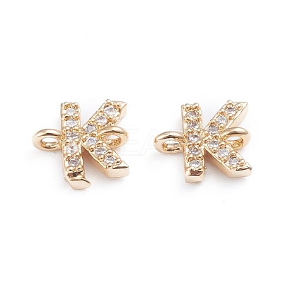 Brass Micro Pave Cubic Zirconia Letter Links ZIRC-I042-16G-K-1