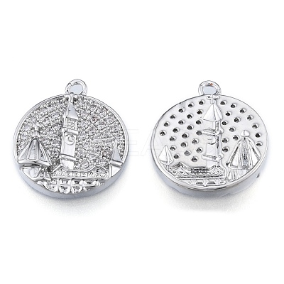 Brass Micro Pave Clear Cubic Zirconia Pendants KK-N216-566P-1