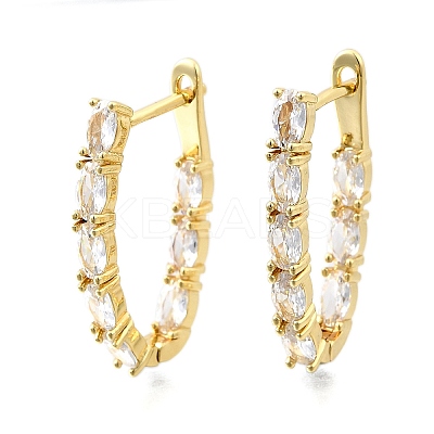 Brass Micro Pave Clear Cubic Zirconia Hoop Earrings EJEW-Z121-11G-1