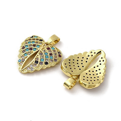 Brass Micro Pave Cubic Zirconia Pendants KK-F903-09G-1