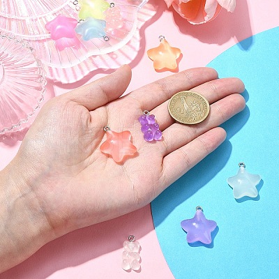 10Pcs 10 Styles Luminous Transparent Resin Pendants RESI-YW0001-80-1